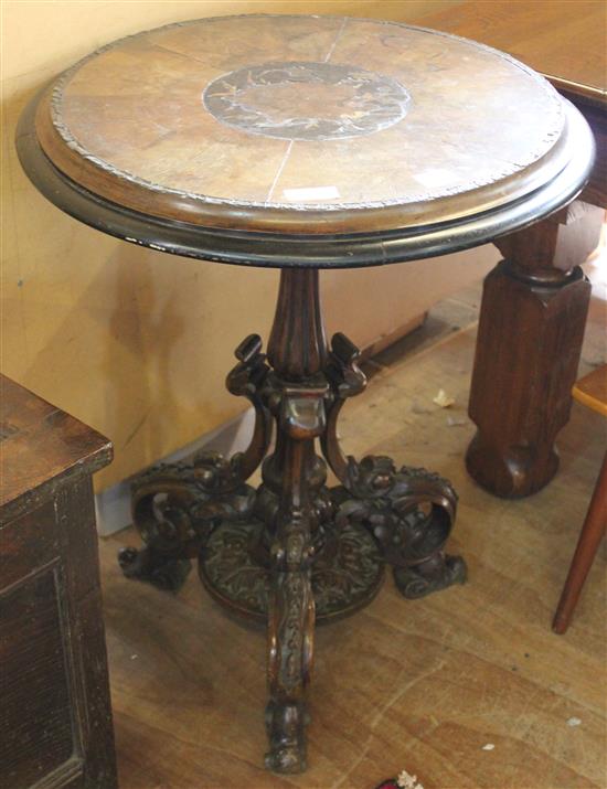 Victorian circular centre table on a carved base